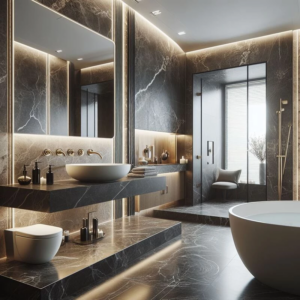 Облицовочный камень в ванной комнате: роскошный дизайн и функциональность